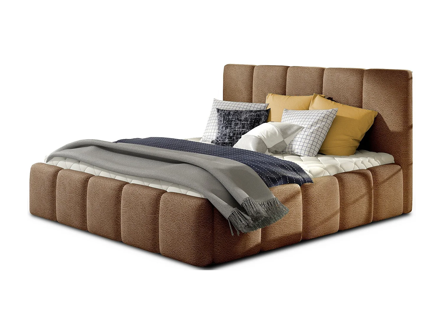 Vika modern gestoffeerd fluwelen bed-Kleur Pruim-Slapen 140x200cm-Versie zonder boxspring