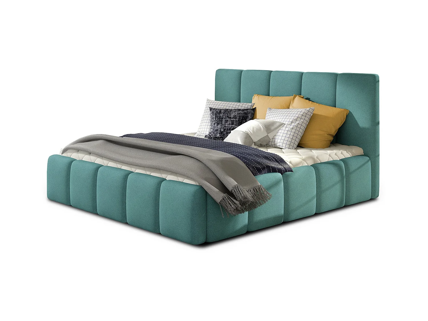 Lit moderne capitonné tissu Vika-Couleur Vert céladon-140x200