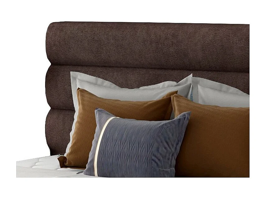 Lit design tissu doux marron avec coffre de rangement Klarina - 4 tailles-140x200