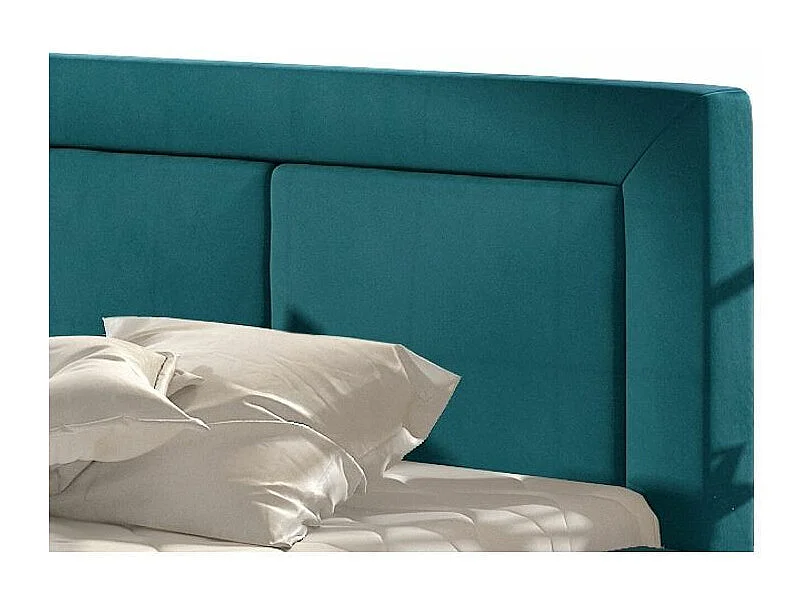 Lit coffre velours bleu canard grand carré capitonné Berlino - 4 tailles-200x200