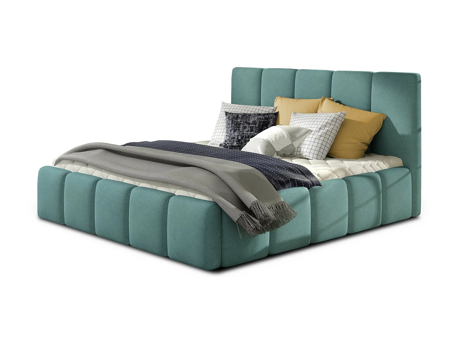 Lit moderne capitonné tissu Vika-Couleur Vert céladon-180x200