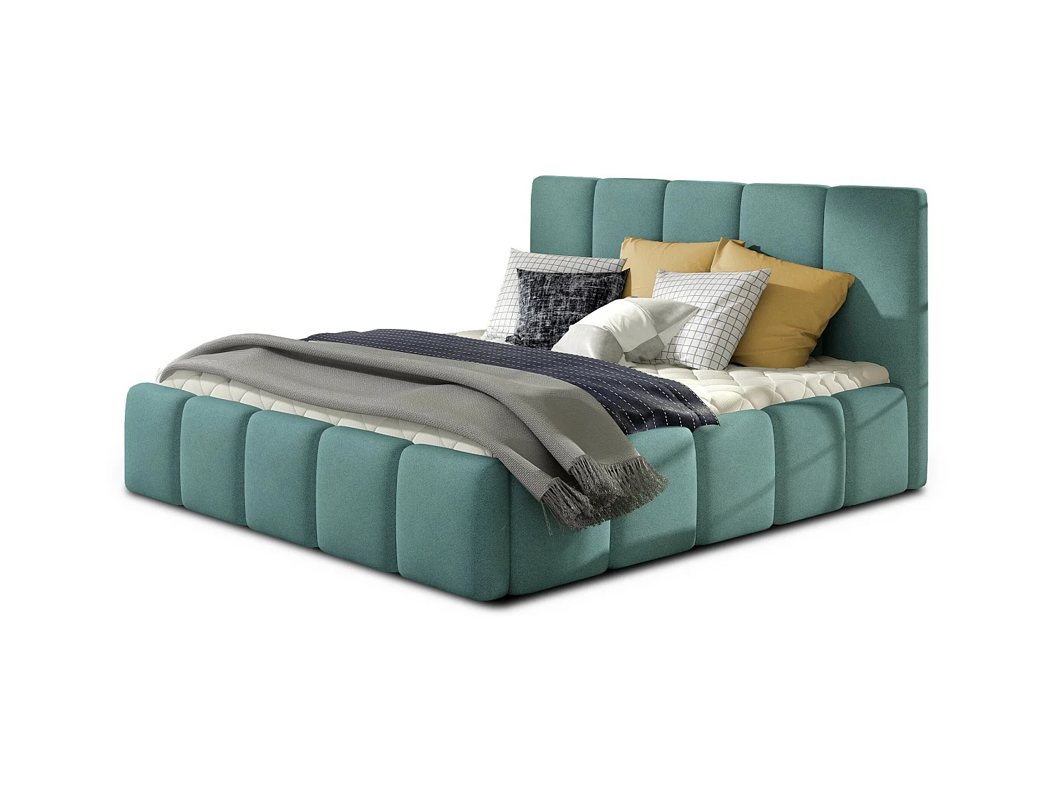 Lit moderne capitonné tissu Vika-Couleur Vert céladon-180x200