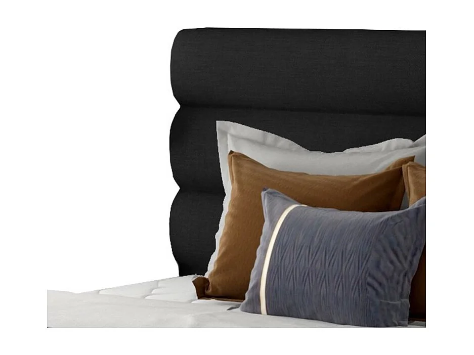 Lit design tissu noir avec coffre de rangement Klarina - 4 tailles-180x200