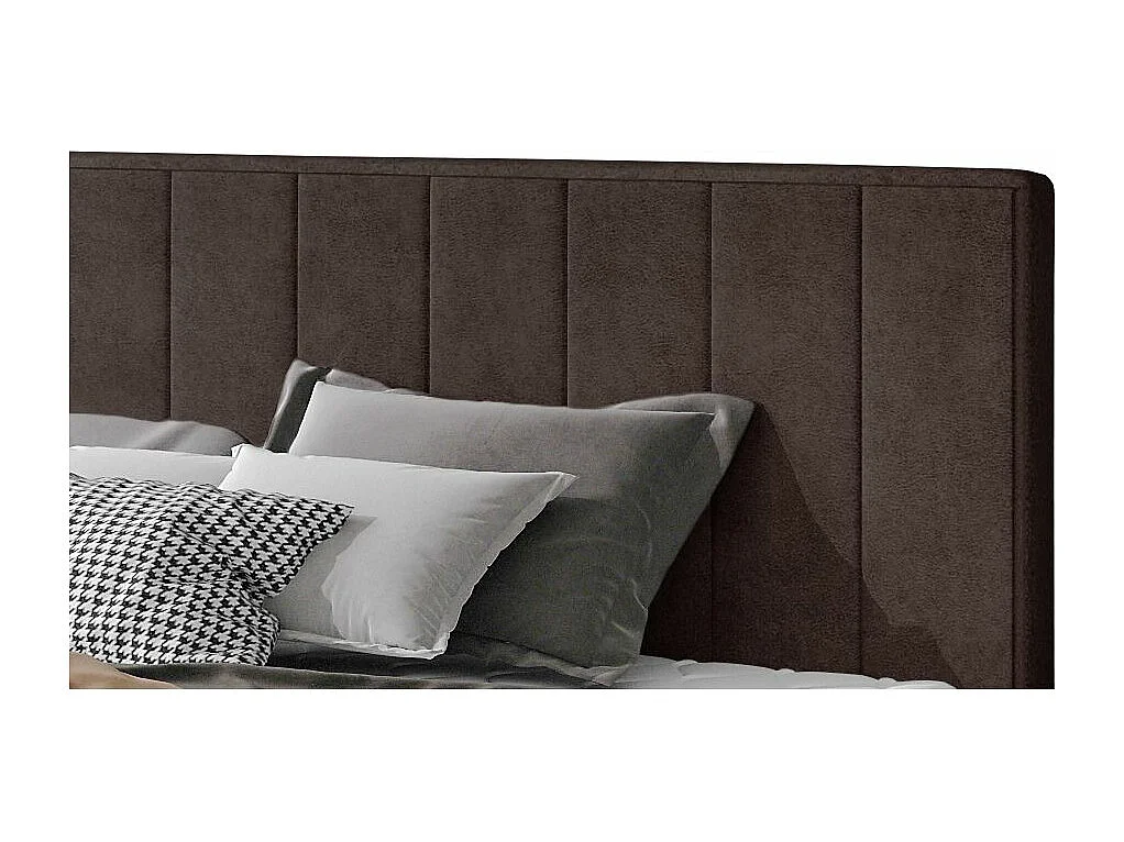 Lit rembourré de luxe tissu Vareze-Couleur Marron-160x200-Version avec sommier