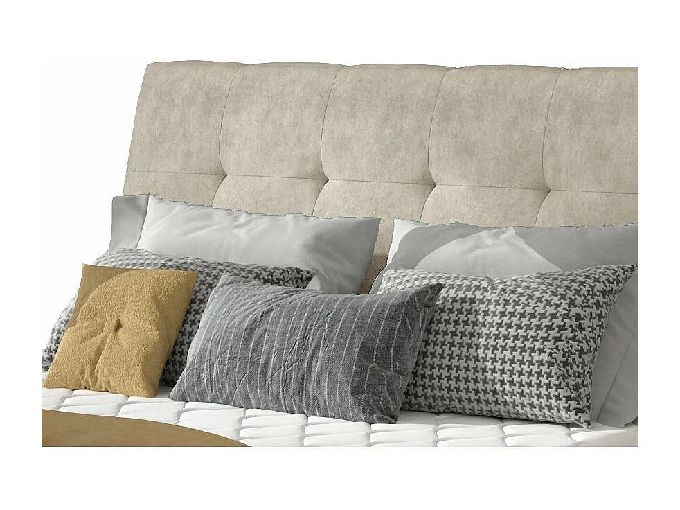 Lit capitonné avec rangement tissu beige clair Klein - 4 tailles-200x200