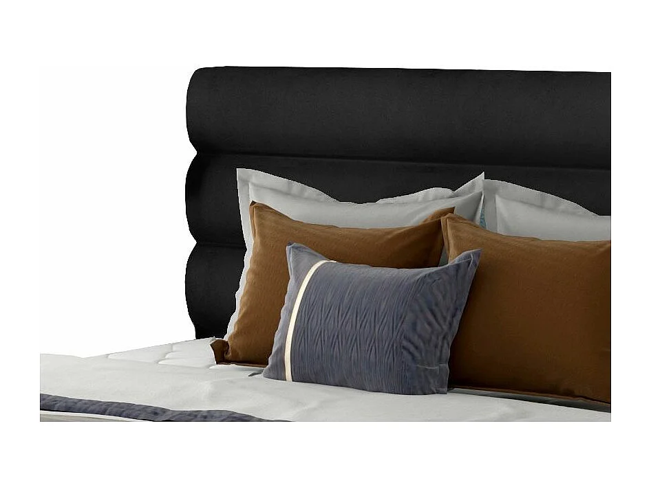 Lit design velours noir avec coffre de rangement Klarina - 4 tailles-140x200
