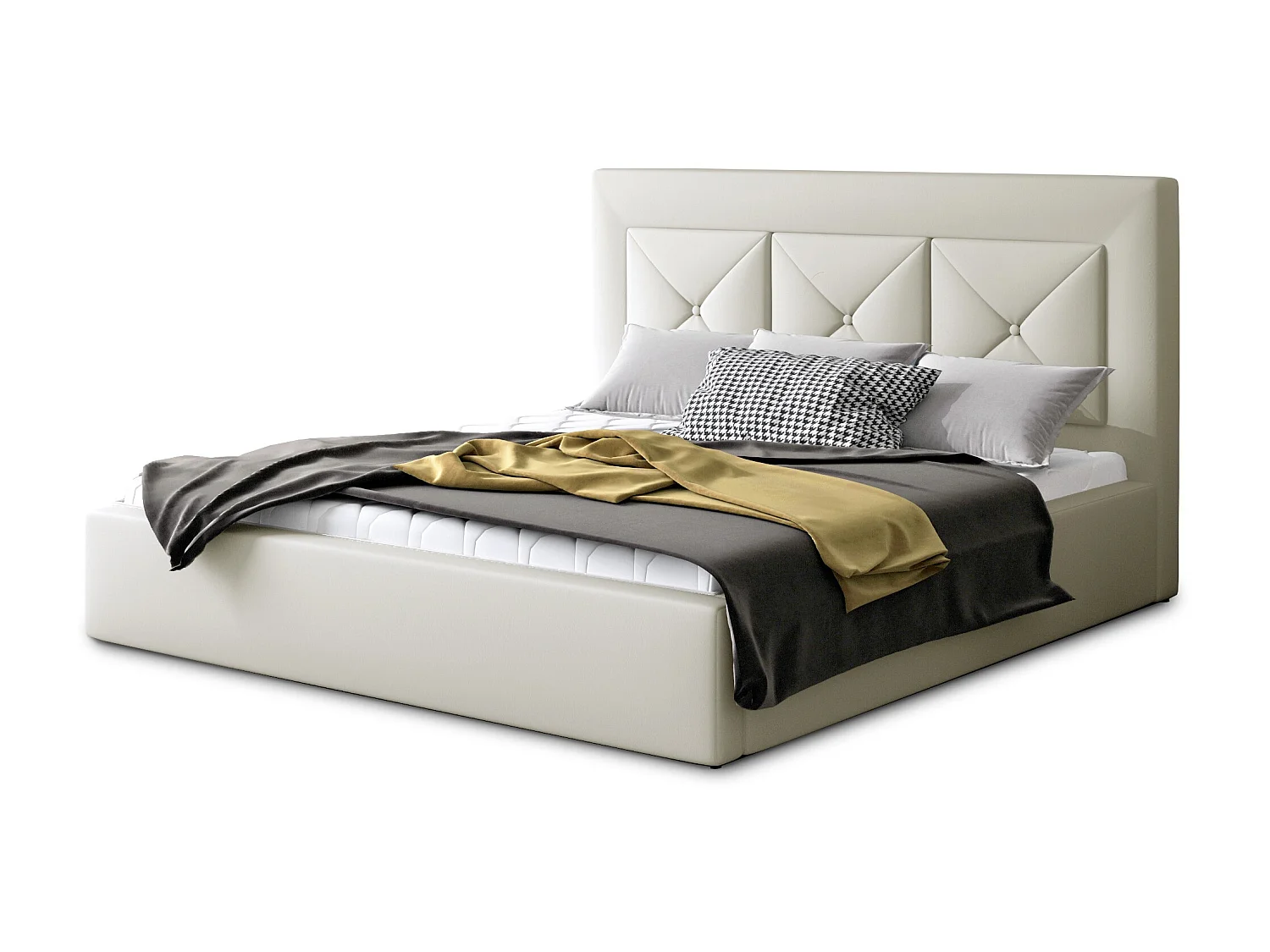 Tweepersoonsbed bekleed met Clarin-imitatieleer-Kleur Room-Slapen 180x200cm-Versie met boxspring