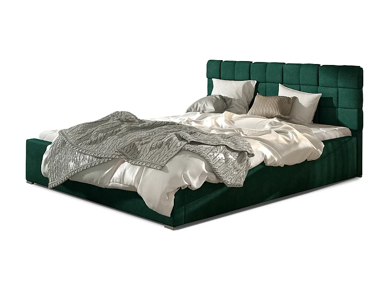 Lit avec coffre de rangement 200x200 capitonné velours vert Kandy