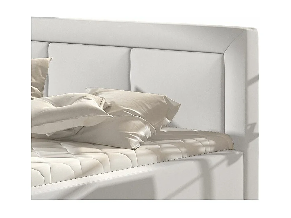 Lit coffre simili cuir blanc grand carré capitonné Berlino - 4 tailles-180x200