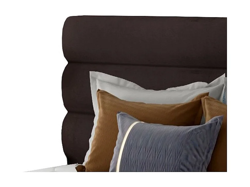 Lit design velours marron avec coffre de rangement Klarina - 4 tailles-140x200