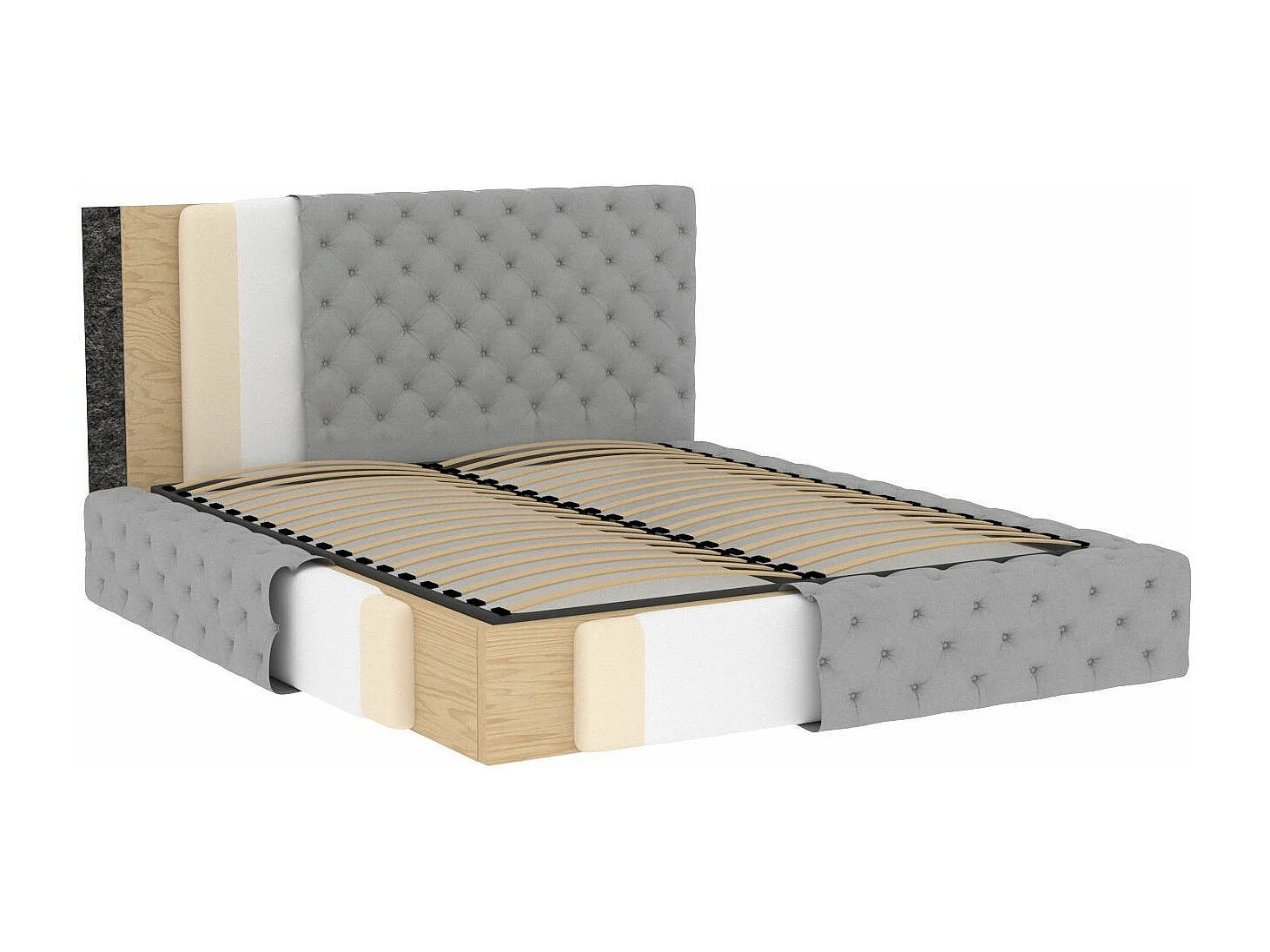 Prince prestige opbergbed – Elegantie van gewatteerd fluweel-Kleur Zwart-Slapen 160x200cm