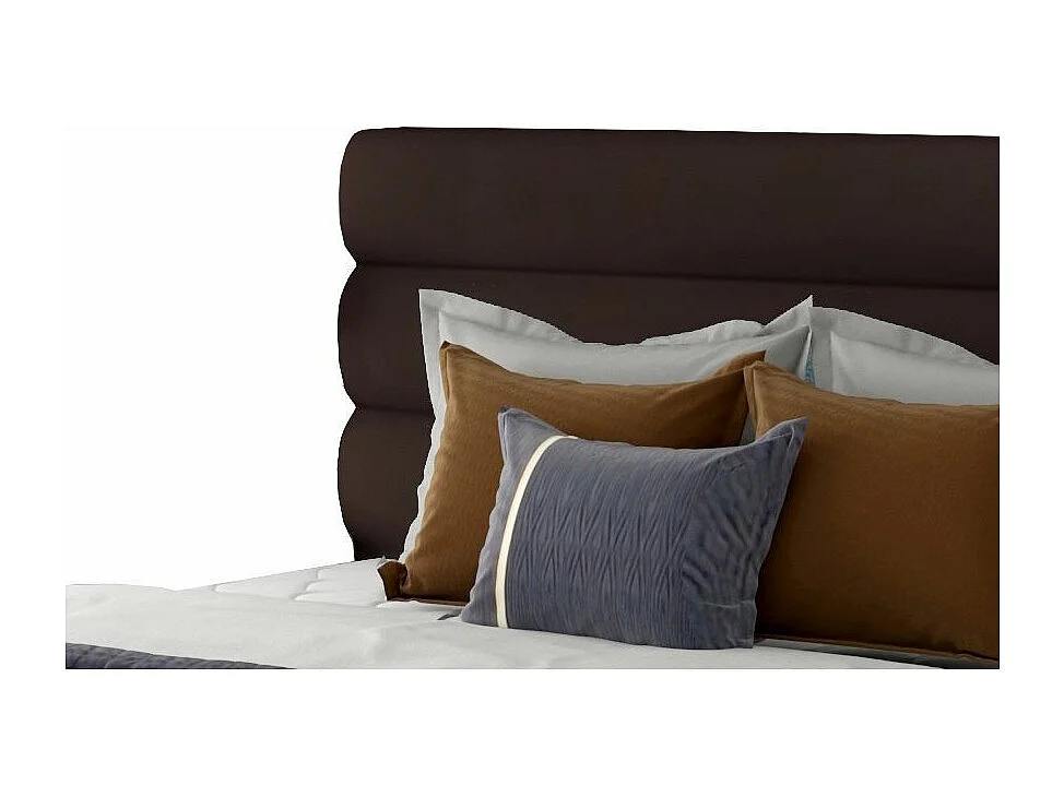 Lit design simili cuir marron avec coffre de rangement Klarina - 4 tailles-140x200