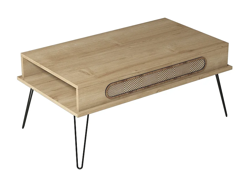 Table basse bois Chêne et pieds acier noir Koban 105cm