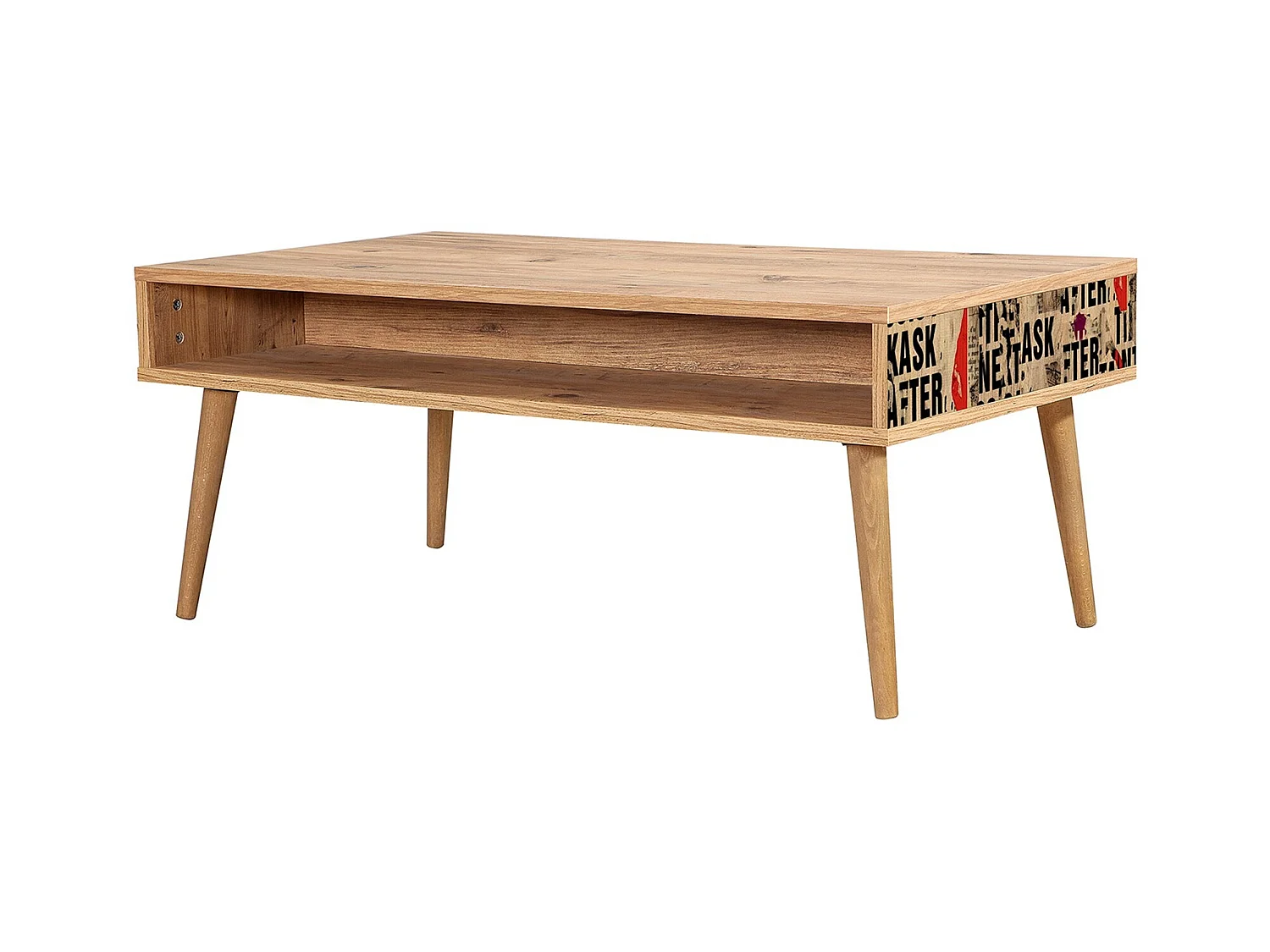 Table basse en bois clair originale avec niche Kiza 766