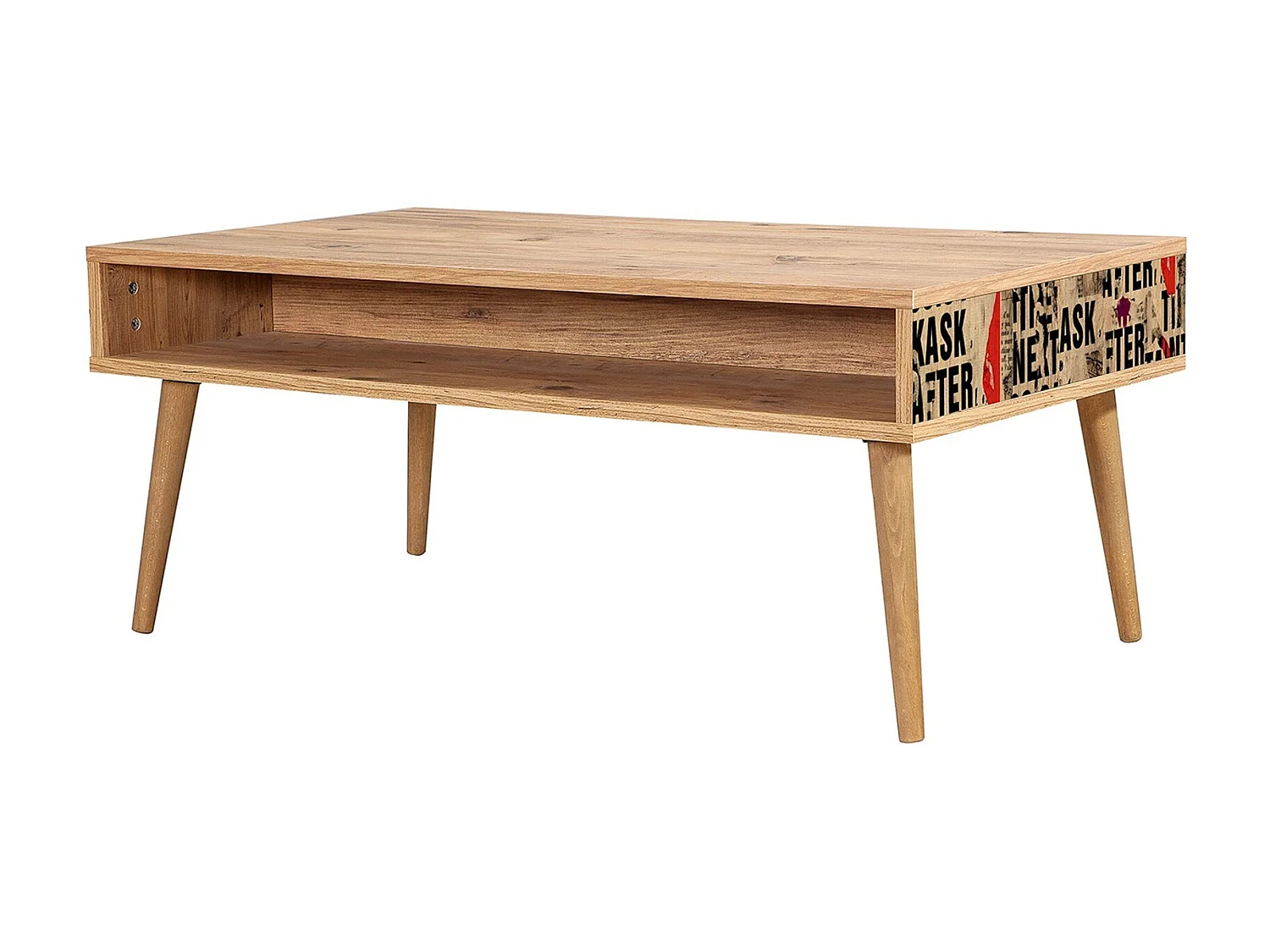 Originele lichthouten salontafel met nis Kiza 766