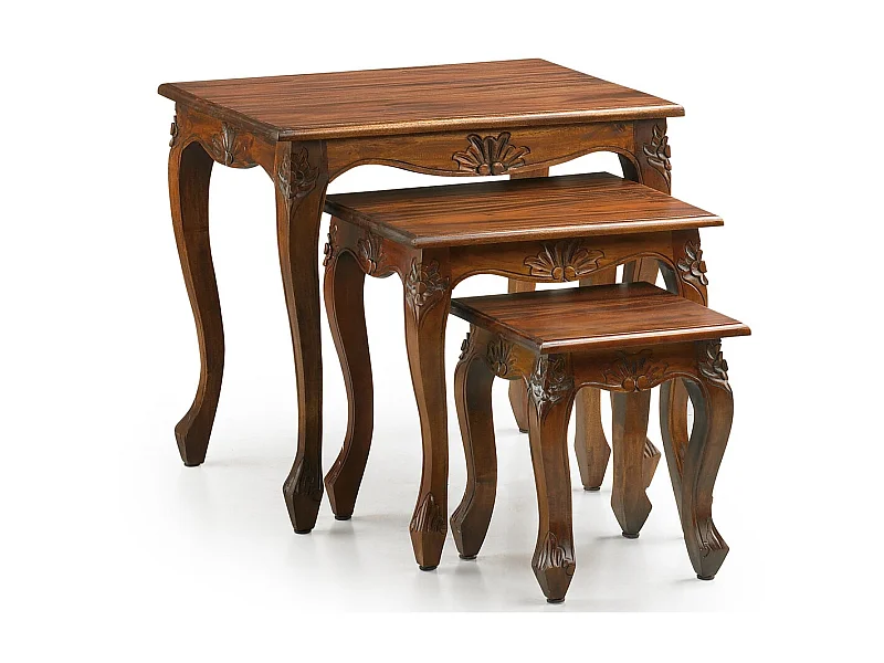 Table gigogne en bois d'acajou marron Castle - Lot de 3