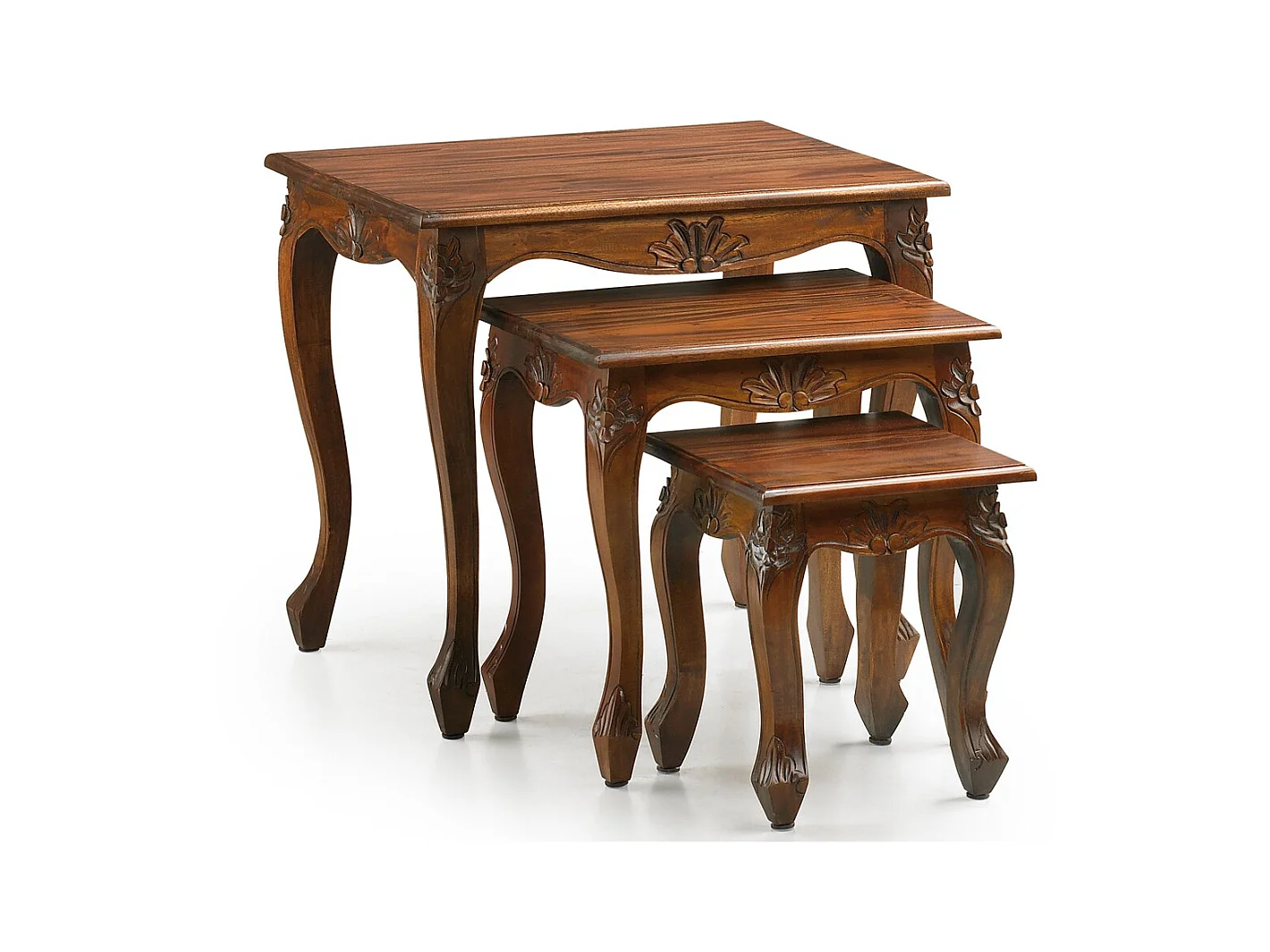 Castle bruin mahoniehouten bijzettafel - Set van 3