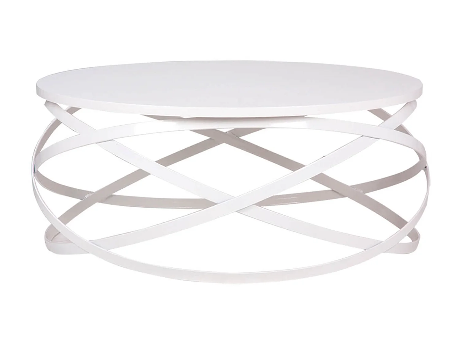 Table basse ronde design bois blanc et métal blanc Klikar 80cm
