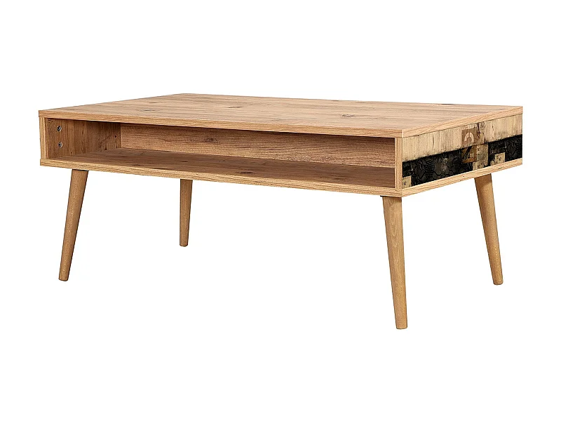 Table basse en bois clair originale avec niche Kiza 764