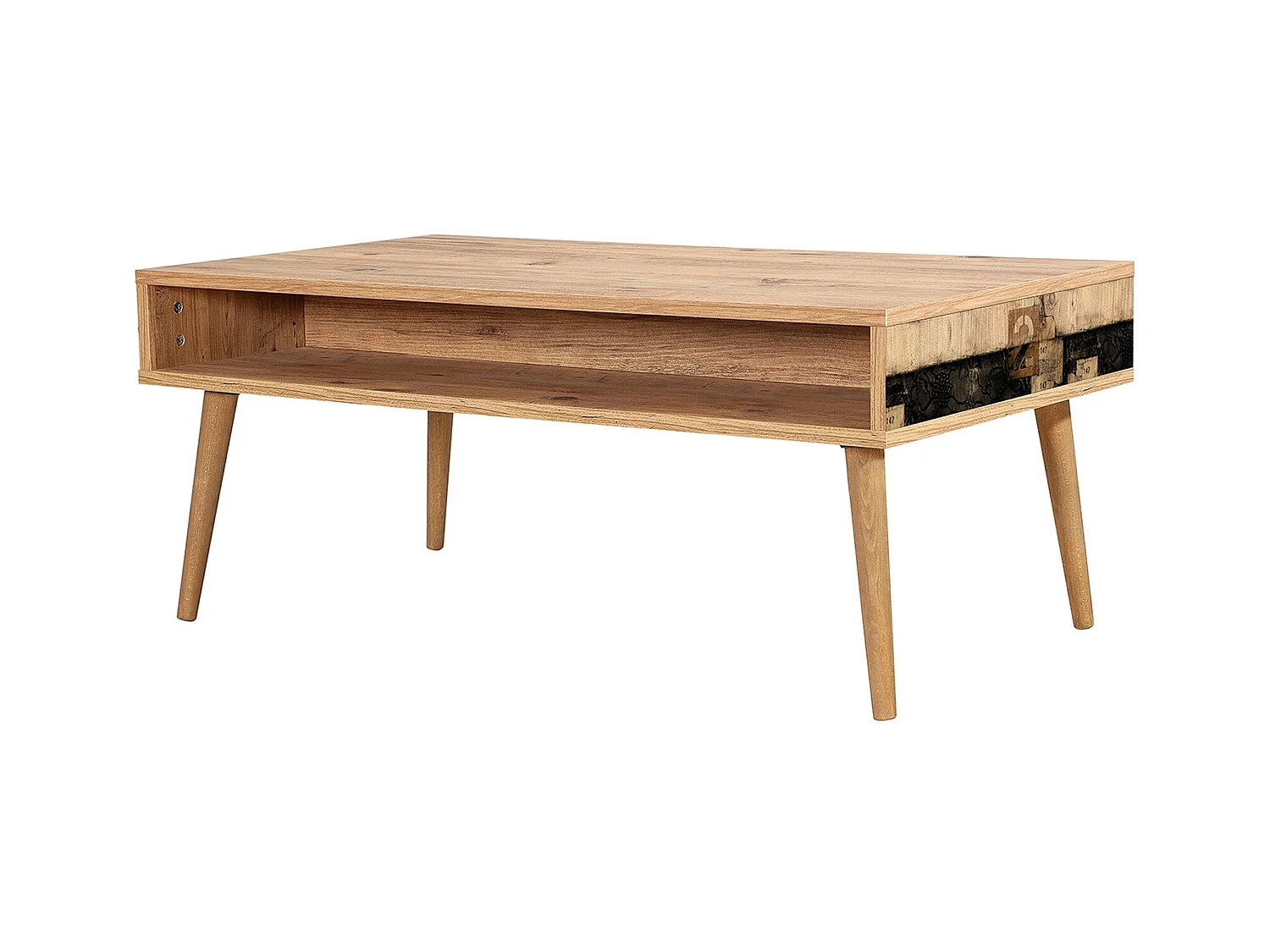 Table basse en bois clair originale avec niche Kiza 764