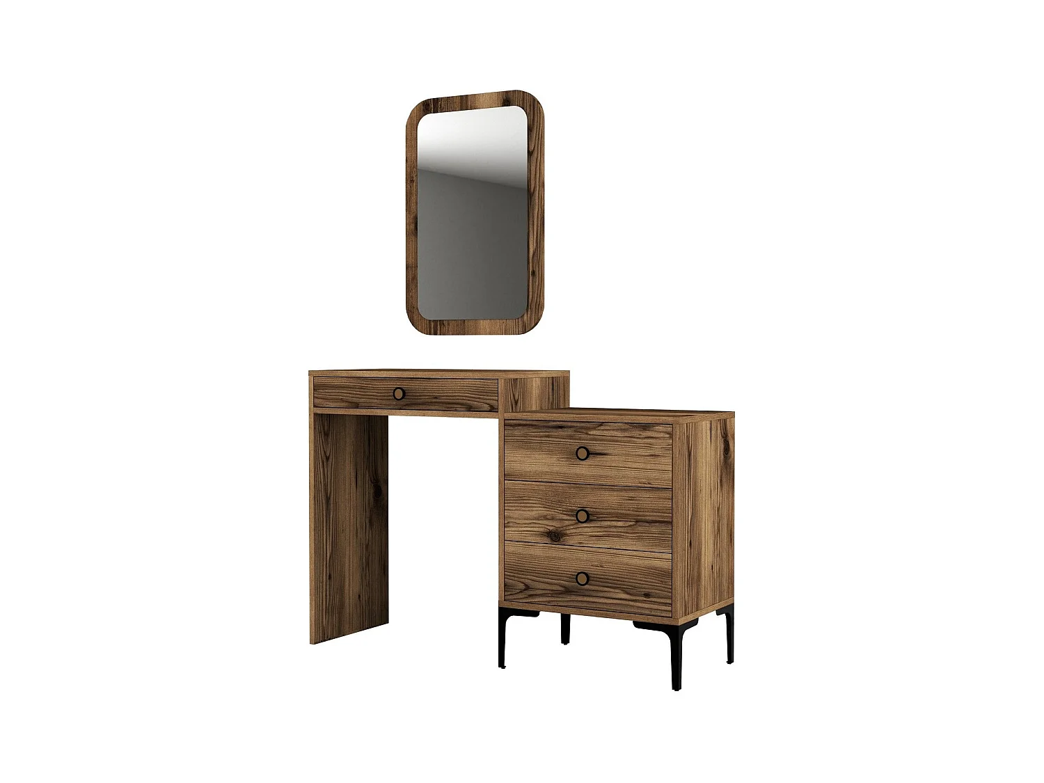 Coiffeuse 4 tiroirs avec miroir mural Secondo Bois