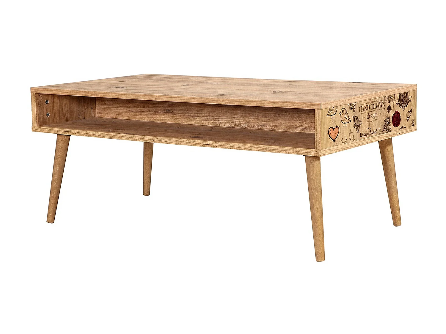 Table basse en bois clair originale avec niche Kiza 731