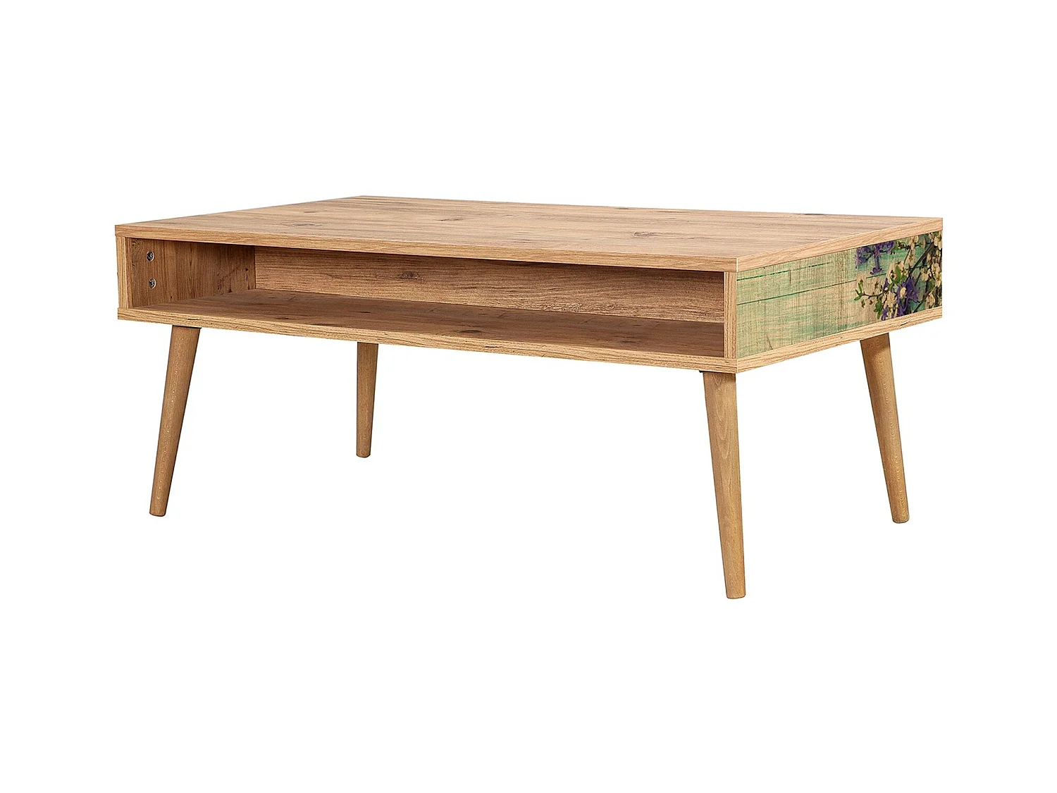 Table basse en bois clair avec niche Kiza 727