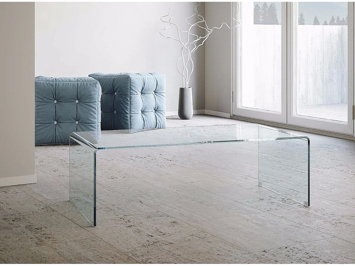 Table basse verre trempé transparent Sontarne 110cm
