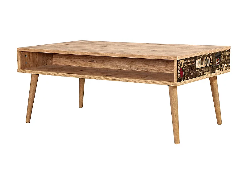 Table basse en bois clair originale avec niche Kiza 765