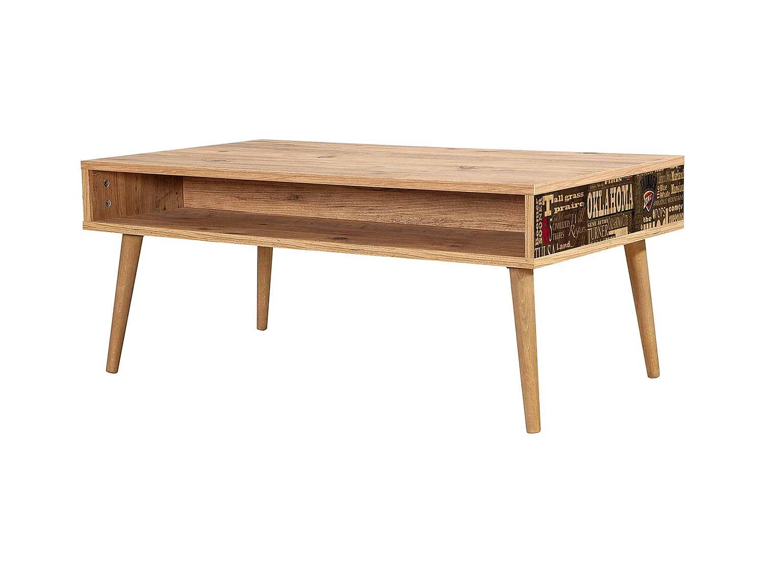 Table basse en bois clair originale avec niche Kiza 765