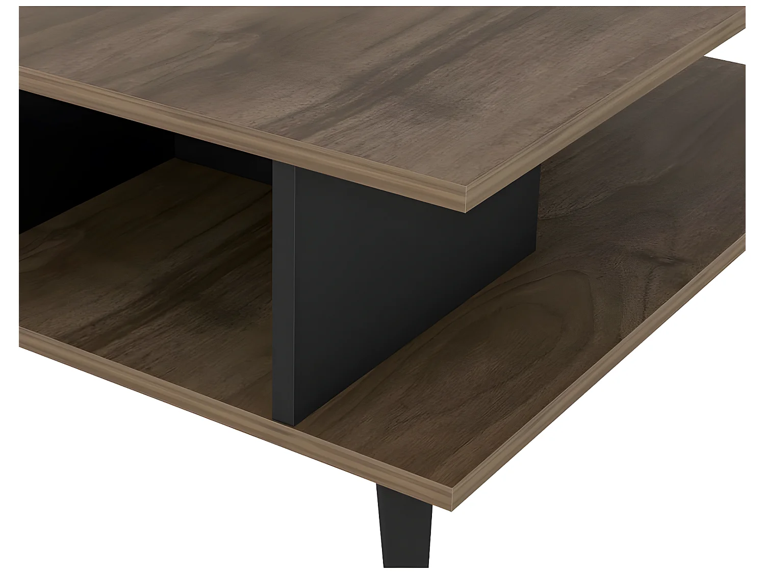Table basse carrée noyer et noir Valika 89cm