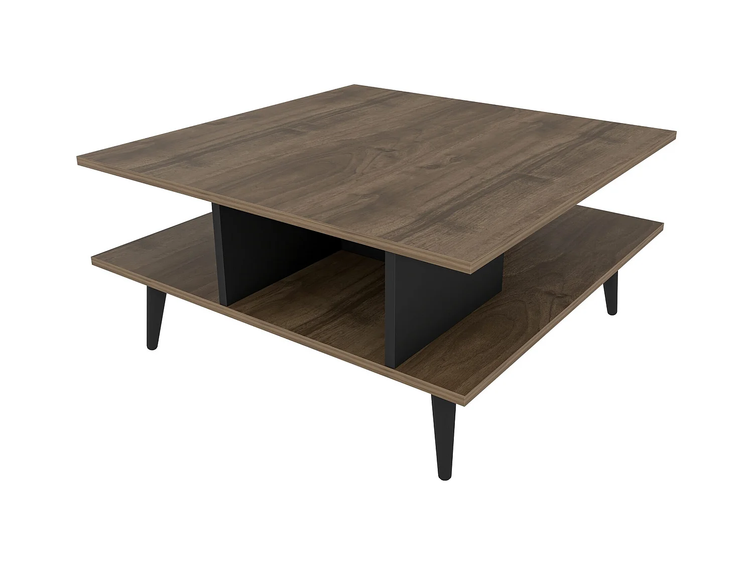 Table basse carrée noyer et noir Valika 89cm