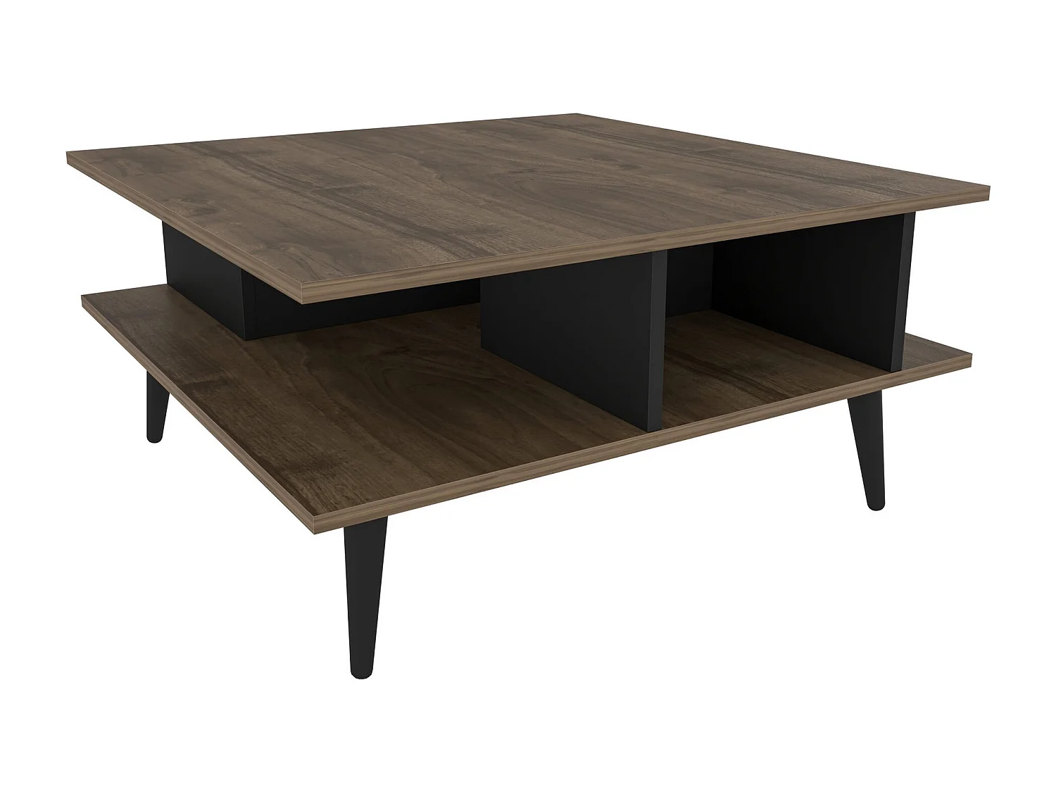 Table basse carrée noyer et noir Valika 89cm