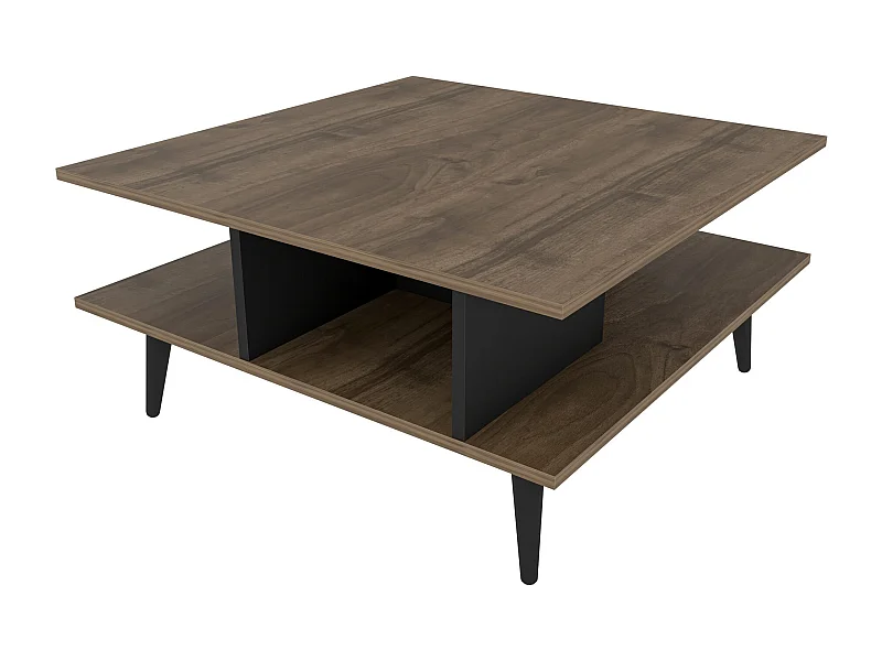 Table basse carrée noyer et noir Valika 89cm