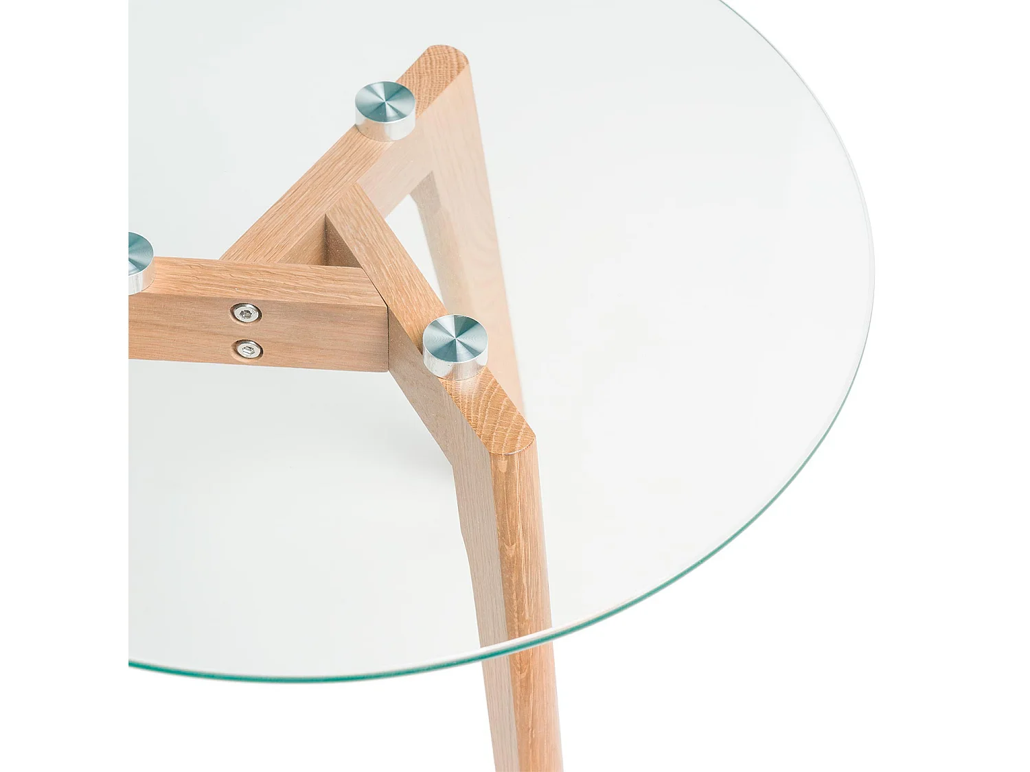 Set de 2 tables basses gigognes verre trempé et bois naturel Fiord