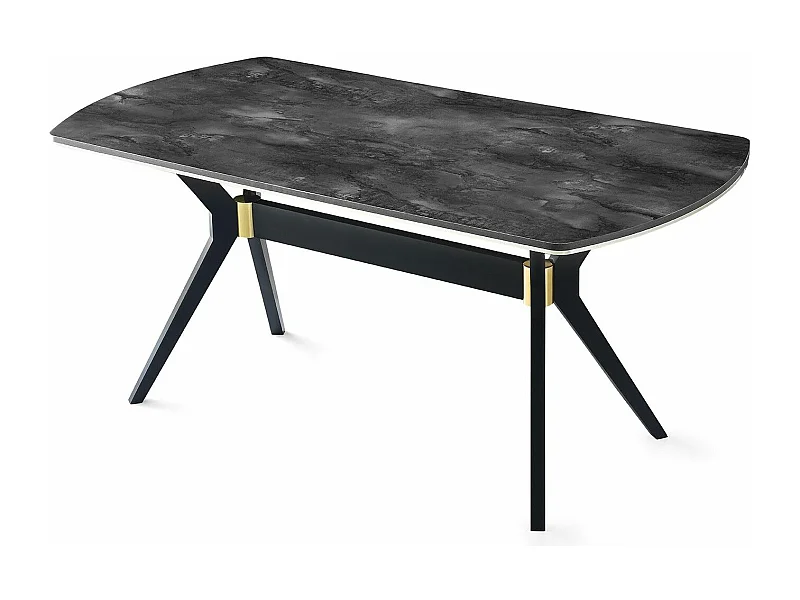 Table à manger Fotka 180cm Bois Effet marbre Noir et Or