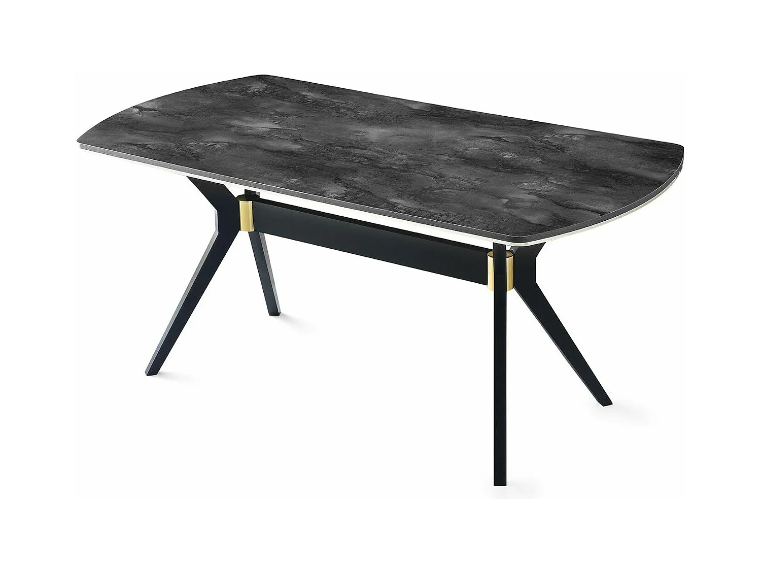 Table à manger Fotka 180cm Bois Effet marbre Noir et Or