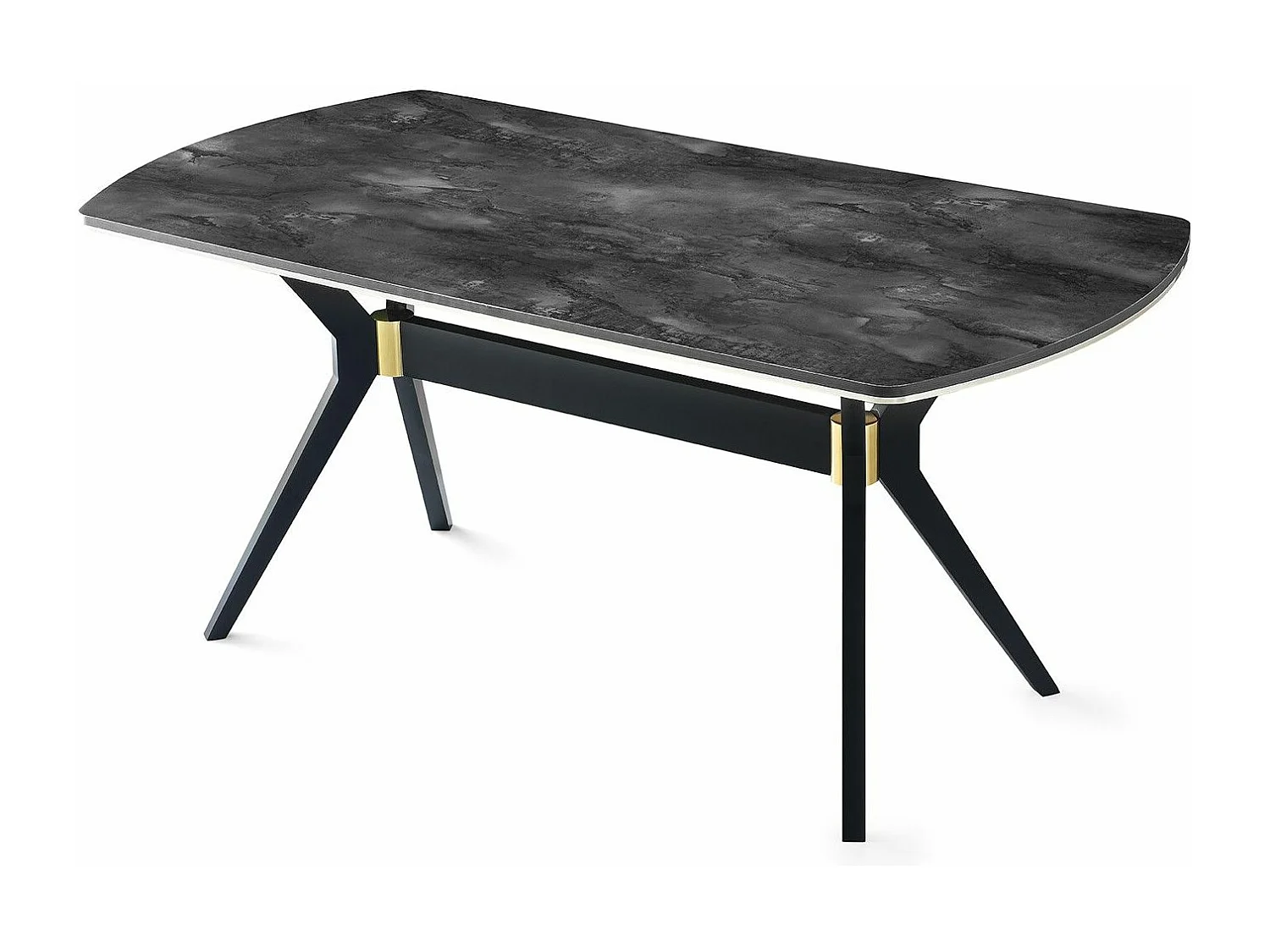 Table à manger Fotka 180cm Bois Effet marbre Noir et Or