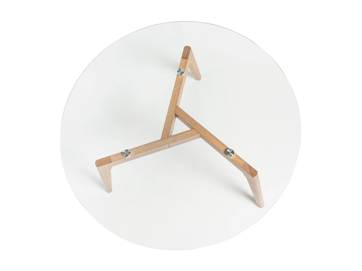 Table basse ronde verre trempé et bois naturel Fiord 90cm