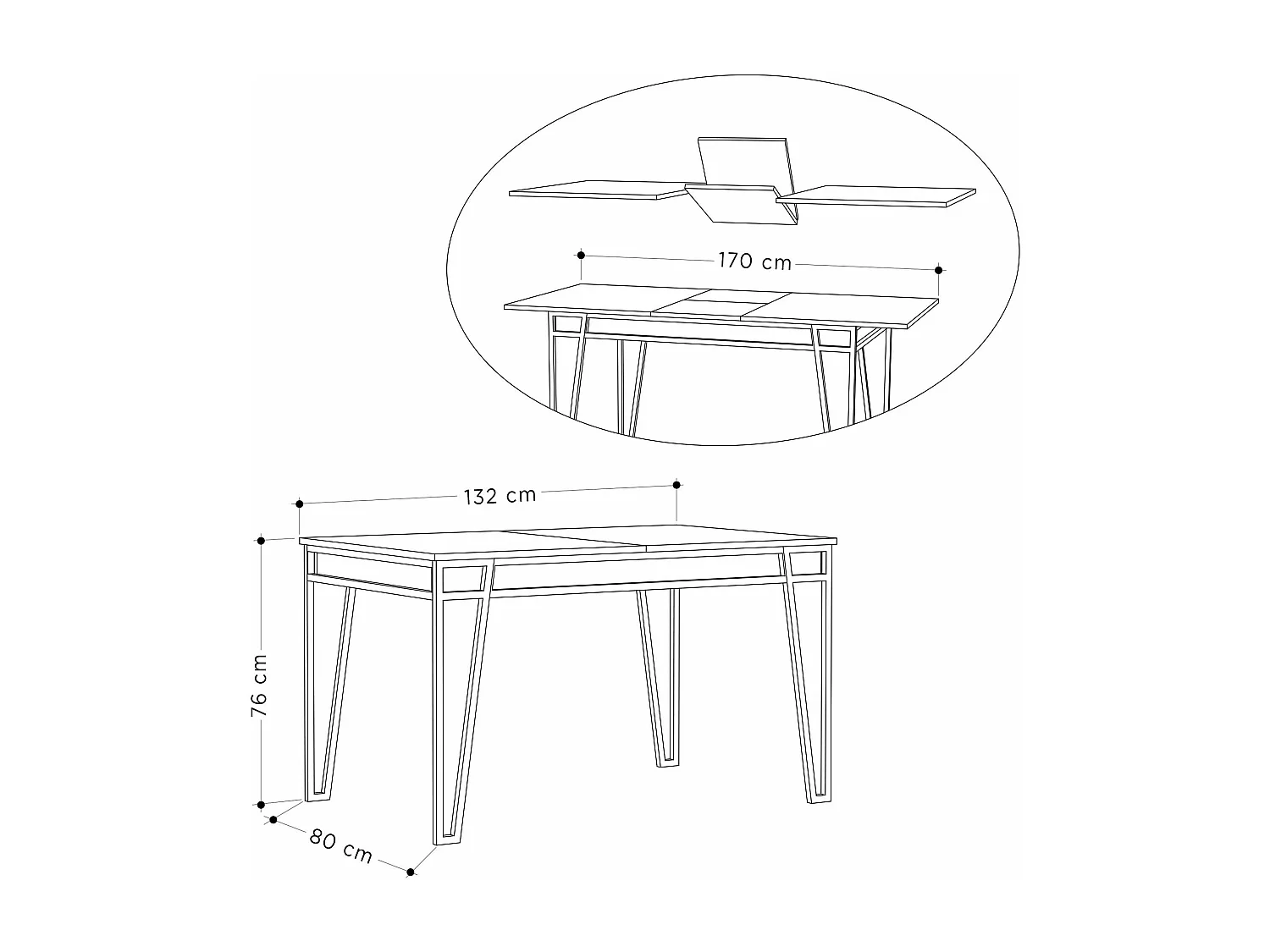 Table à manger extensible Atyps Bois Blanc et Métal Noir