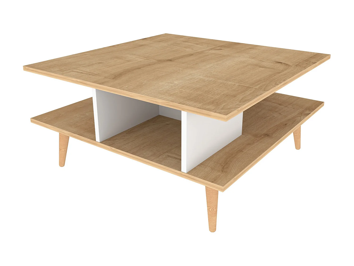 Valika lichte en witte eiken vierkante salontafel 89 cm