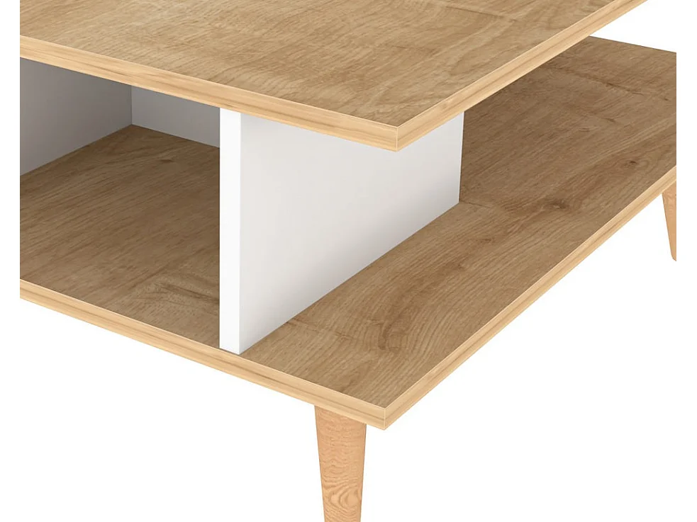 Valika lichte en witte eiken vierkante salontafel 89 cm