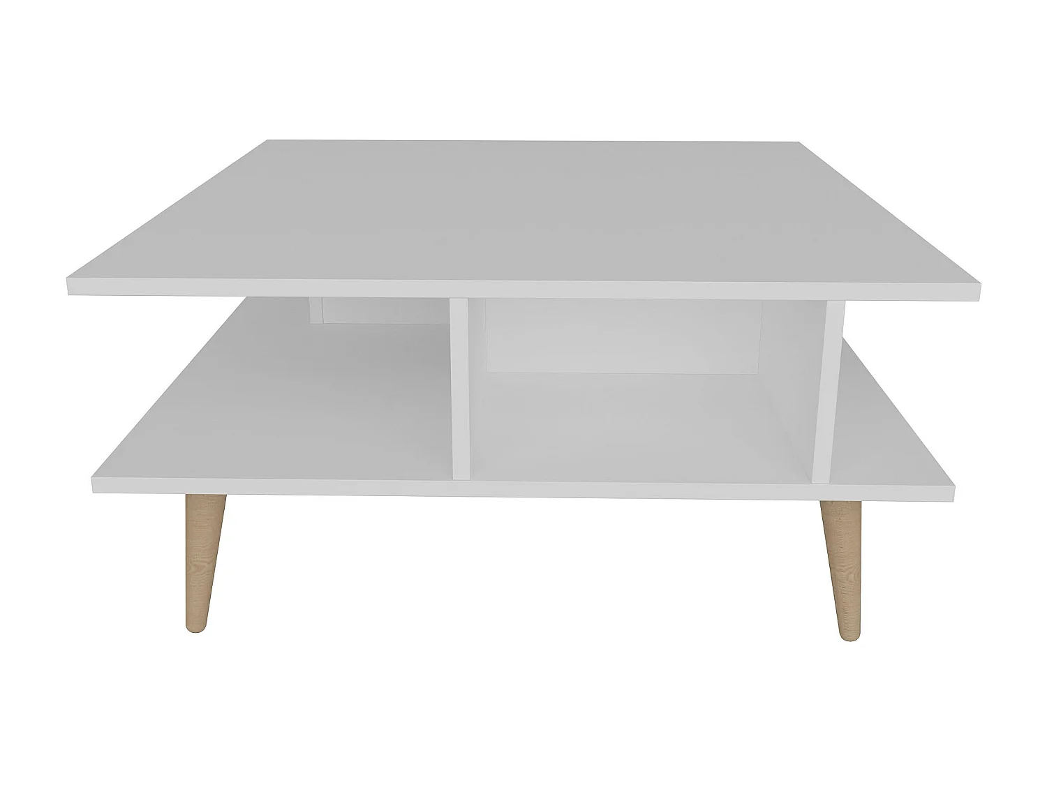 Table basse carrée style scandinave blanc et naturel Valika 89cm