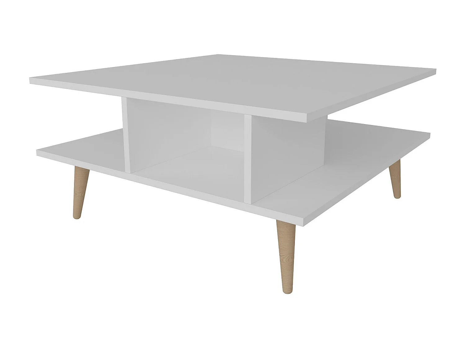 Table basse carrée style scandinave blanc et naturel Valika 89cm