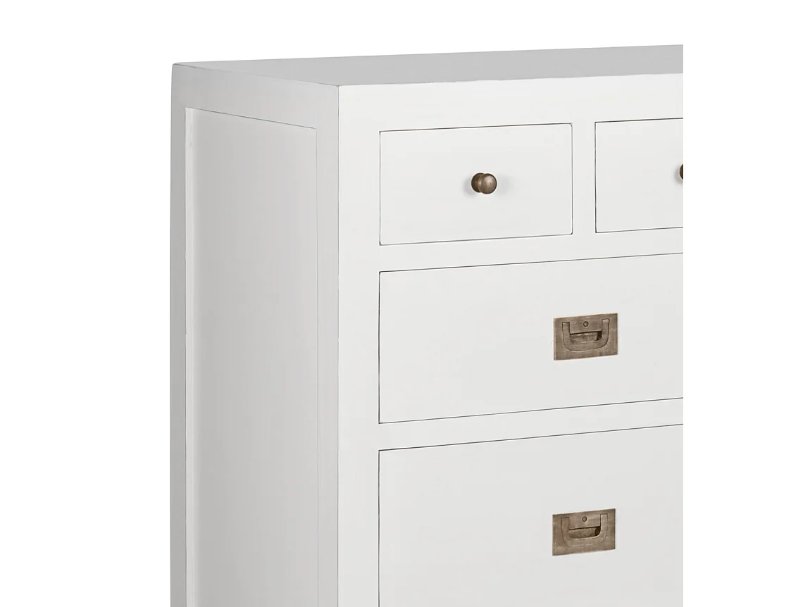 Chiffonnier 6 tiroirs bois massif de mindi blanc Kourame 60cm