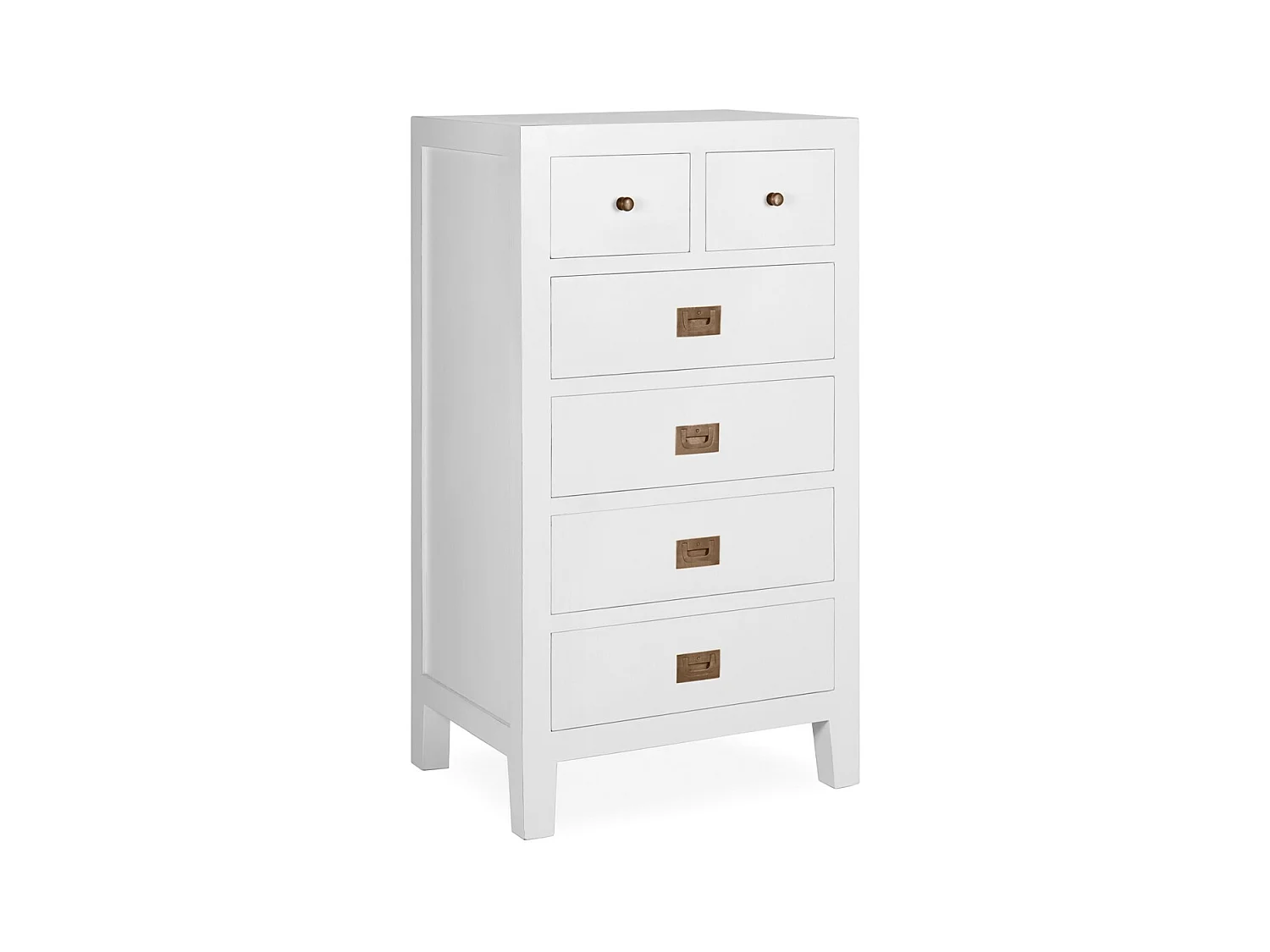 Kourame witte mindi houten ladekast met 6 lades 60 cm