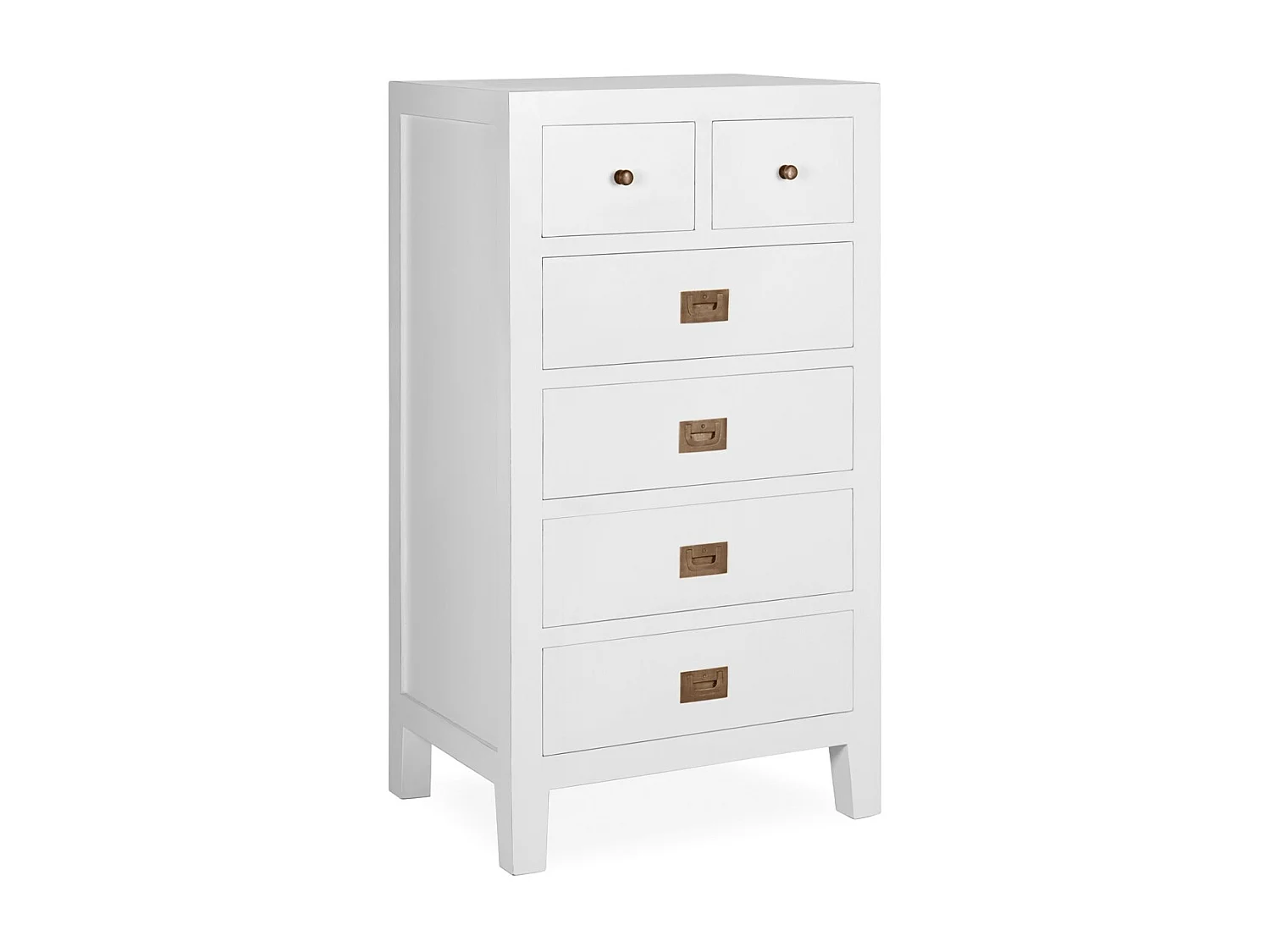 Chiffonnier 6 tiroirs bois massif de mindi blanc Kourame 60cm