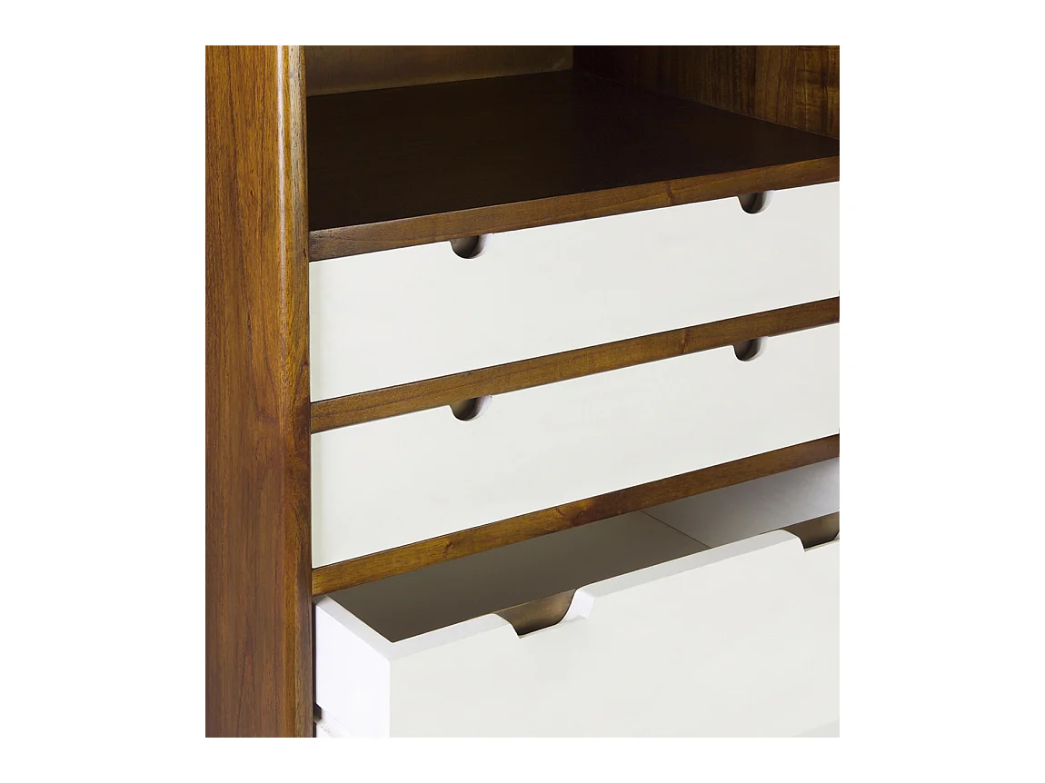 Commode haute 4 tiroirs et 1 niche bois massif de mindi Kretos 60cm