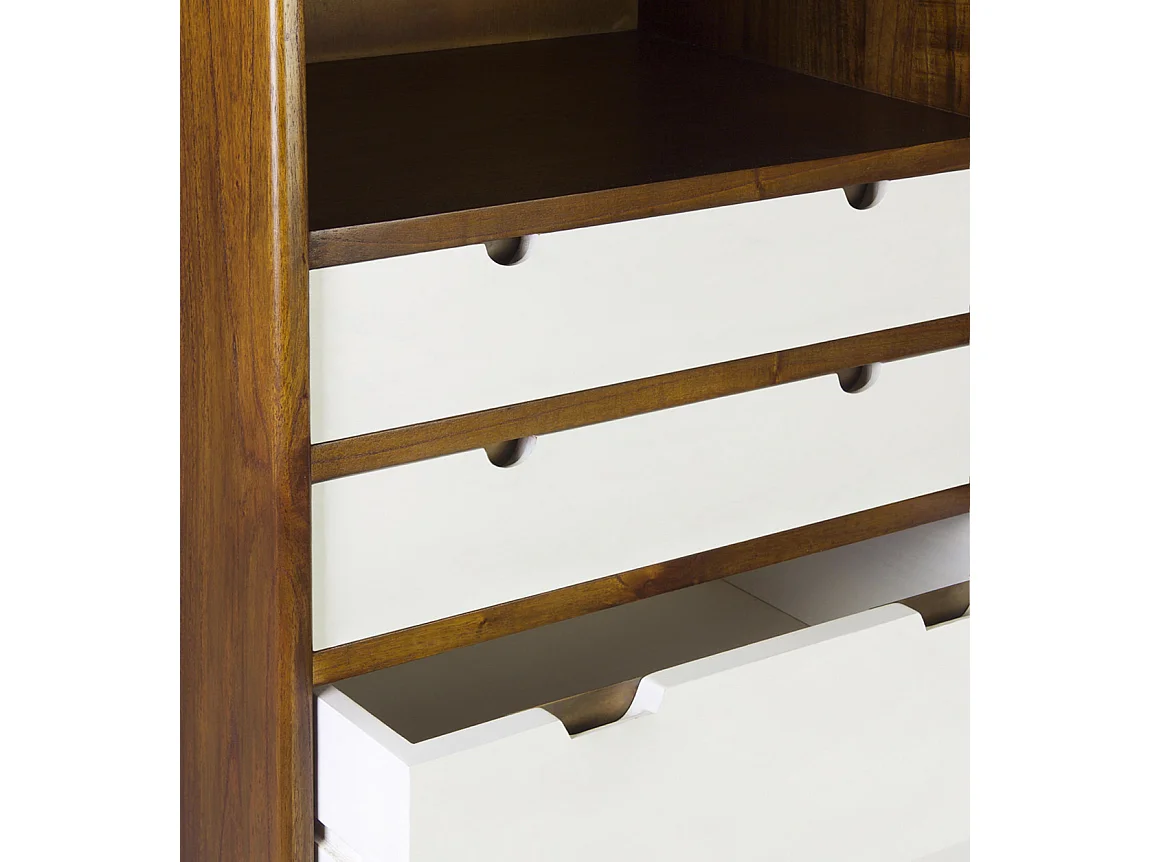 Commode haute 4 tiroirs et 1 niche bois massif de mindi Kretos 60cm