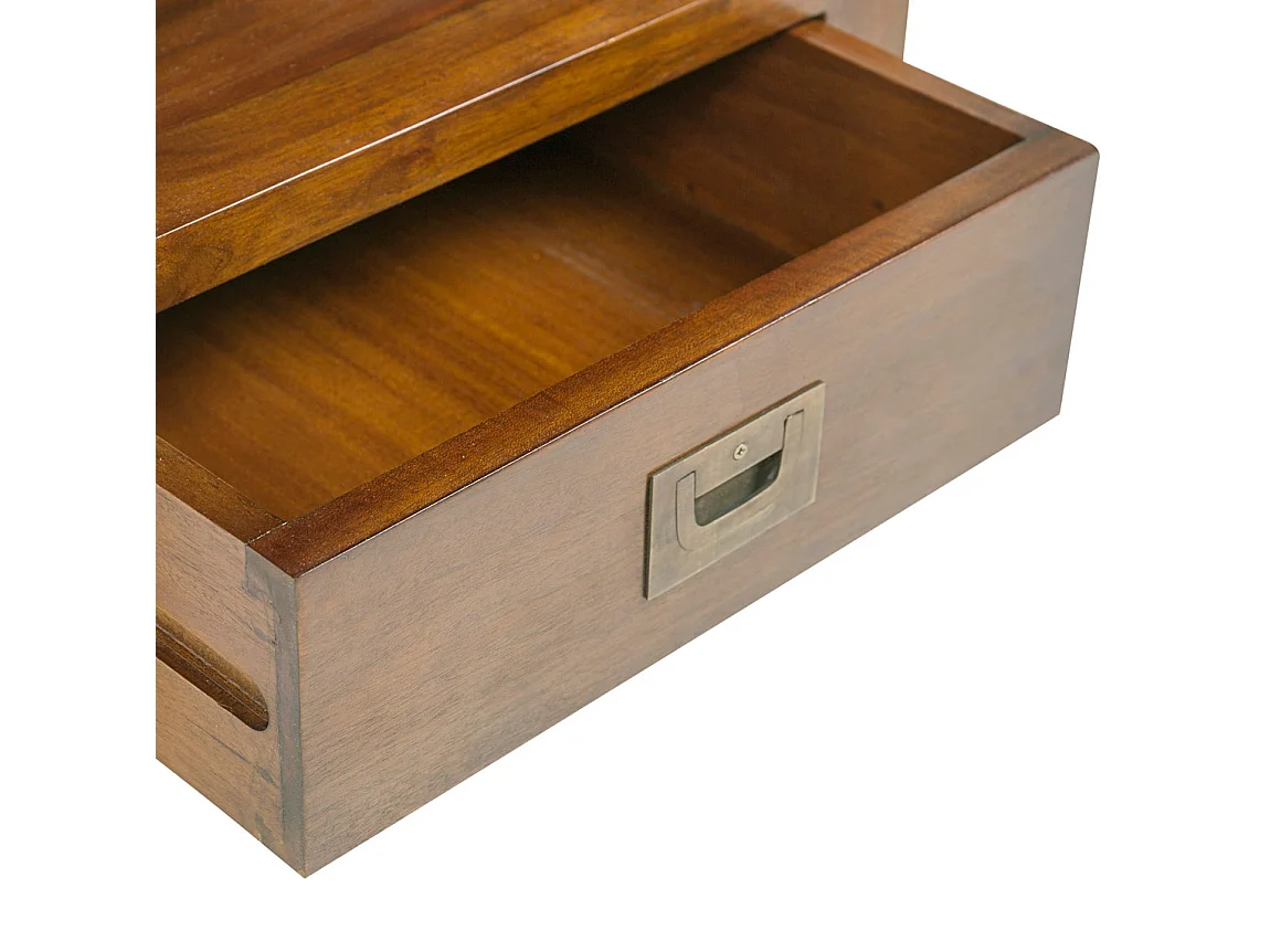 Chiffonnier colonial 6 tiroirs en bois d'acajou massif Falkane 60cm